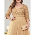 thumbnail image 2 of AURA Plus Size Sequin Evening Dress Women V Neck Formal Gown Elegant Party Dress, 2 of 7