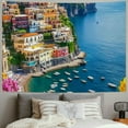 thumbnail image 2 of Autua Amalfi Coast Tapestry, Famous Positano Town, Sea View Tapestry, Mediterranean Coastal View, Italian Bedroom Tapestry, Living Room Decoration 40x60inch, 2 of 6