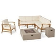 thumbnail image 4 of Janice Outdoor 6 Seater Acacia Wood Sofa Set with Square Fire Table and Tank, 4 of 12
