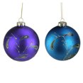 thumbnail image 2 of Set of 2 Regal Peacock Purple and Blue Glass Ball Christmas Ornament 4", 2 of 4