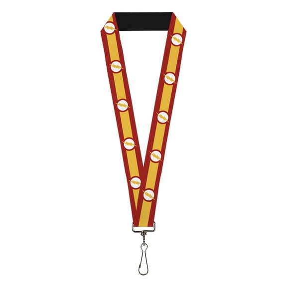 DC Comics Lanyard, The Flash Logo7 Stripe Red White Yellow, Elastic