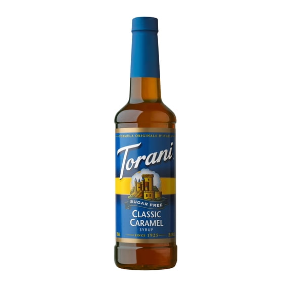 Torani Sugar Free Classic Caramel Syrup, Plastic Bottle, Coffee Flavoring Syrup, No Known Allergens, 25.4 fl oz