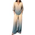 thumbnail image 2 of Hvogkswy Pajamas for Women Set Long Sleeve V Neck Tops and Drawstring Pockets Trousers Oversized 2 Piece Outfits Lightweight Breathable Casual Lounge Sets, 2 of 6