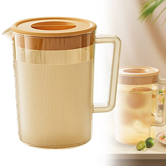 Summer Plastic Water Pitcher with Lid 1.8L Orange for Juice Iced Tea Lemonade