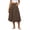 Brown, variant on Womens Mid-Calf Skirt A Line Zip Button Pocket Elastic Waist Pleated Solid Color Summer