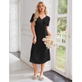 thumbnail image 4 of Ekouaer Nightgowns for Women Bamboo Viscose Long Night Gown Short Sleeve Moo Moos V Neck Sleep Shirts Pleated House Dress, 4 of 6