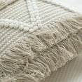 thumbnail image 4 of 16" Handwoven Cotton Throw Pillow Cover with White Dot Pattern and Natural Tassel Fringe Lines, 4 of 7