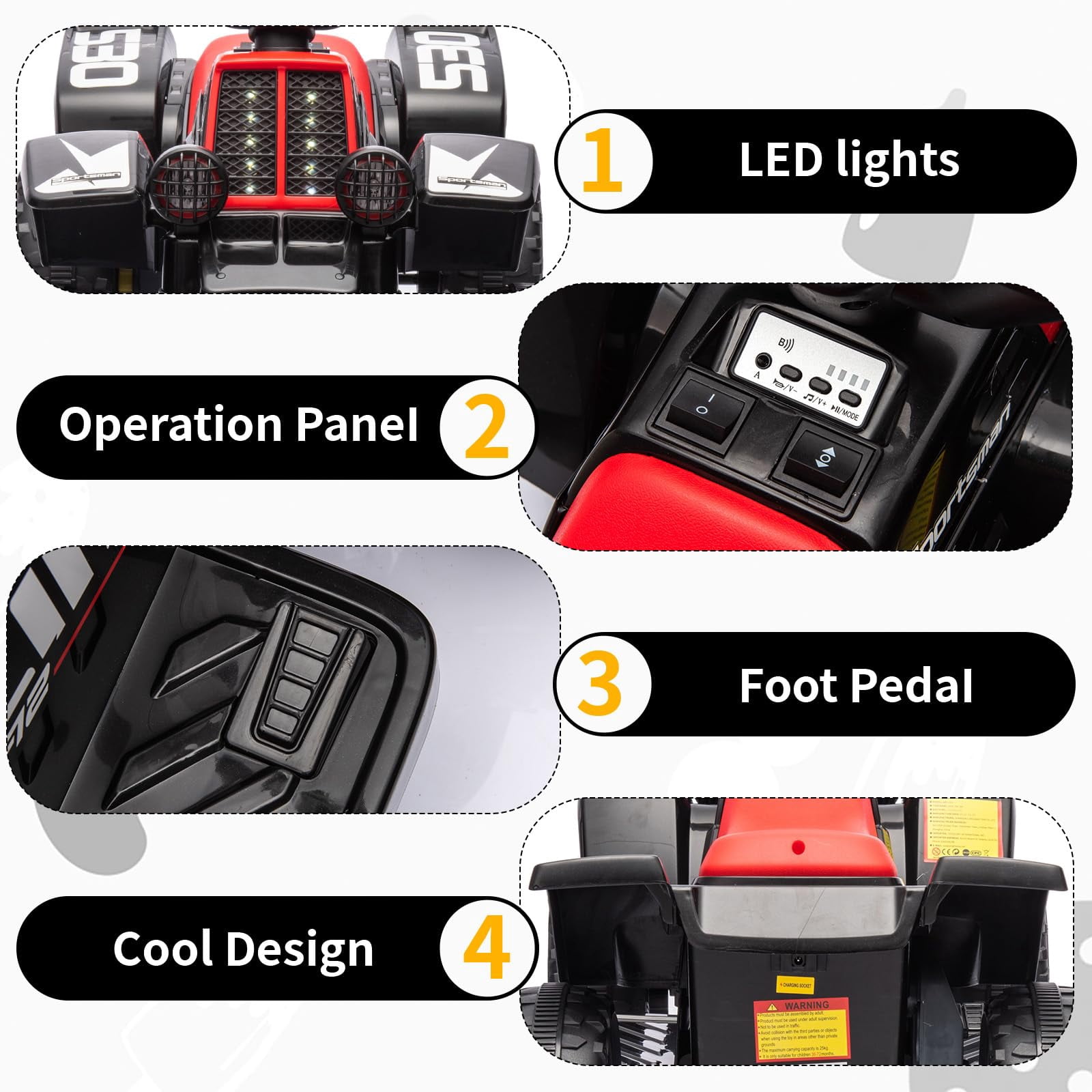 TROPOW Electric Ride On Cars with Remote Control,6V Kids Ride-On ATV – Fun, Safe, and Thrilling Outdoor Adventure Toy,Black