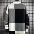 thumbnail image 5 of Suéter a cuadros de invierno para hombre, jersey de estilo Harajuku para hombre, jersey grueso y cálido de cuello alto, suéteres navideños masculinos de alta calidad para hombre, 5 of 5