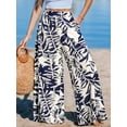 thumbnail image 5 of Cupshe Women's Blue Tropical Floral Wide Leg Pants, Size S-XL, 5 of 6