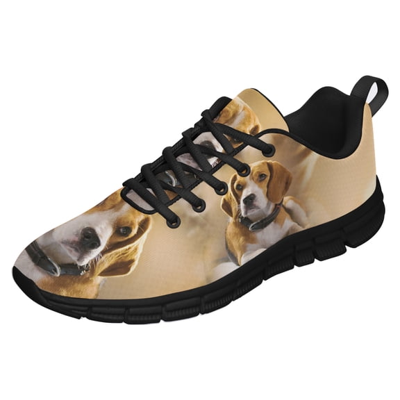 Beagle Shoes for Men Women Running Sneakers Breathable Casual Sport Tennis Shoes Gift for Him Her Black Size 3.5