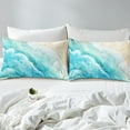 thumbnail image 4 of Erosebridal Ocean Beach Sheet Set Twin,Teal White Bedding Sets Twin Size,Sea Waves Decor,Breathable,3pcs, 4 of 7