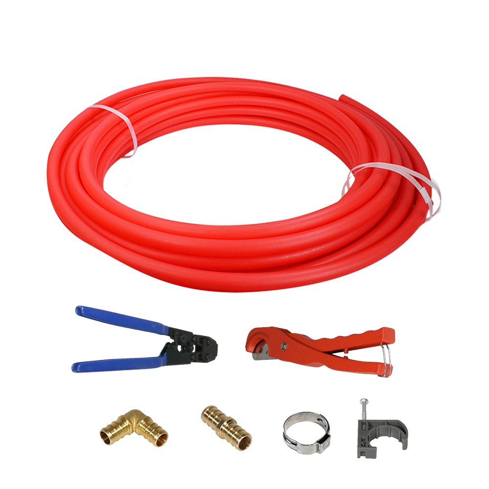 PEX Plumbing Kit, Oxygen Barrier PEX Tubing, Crimp Tool, Cutter Tool