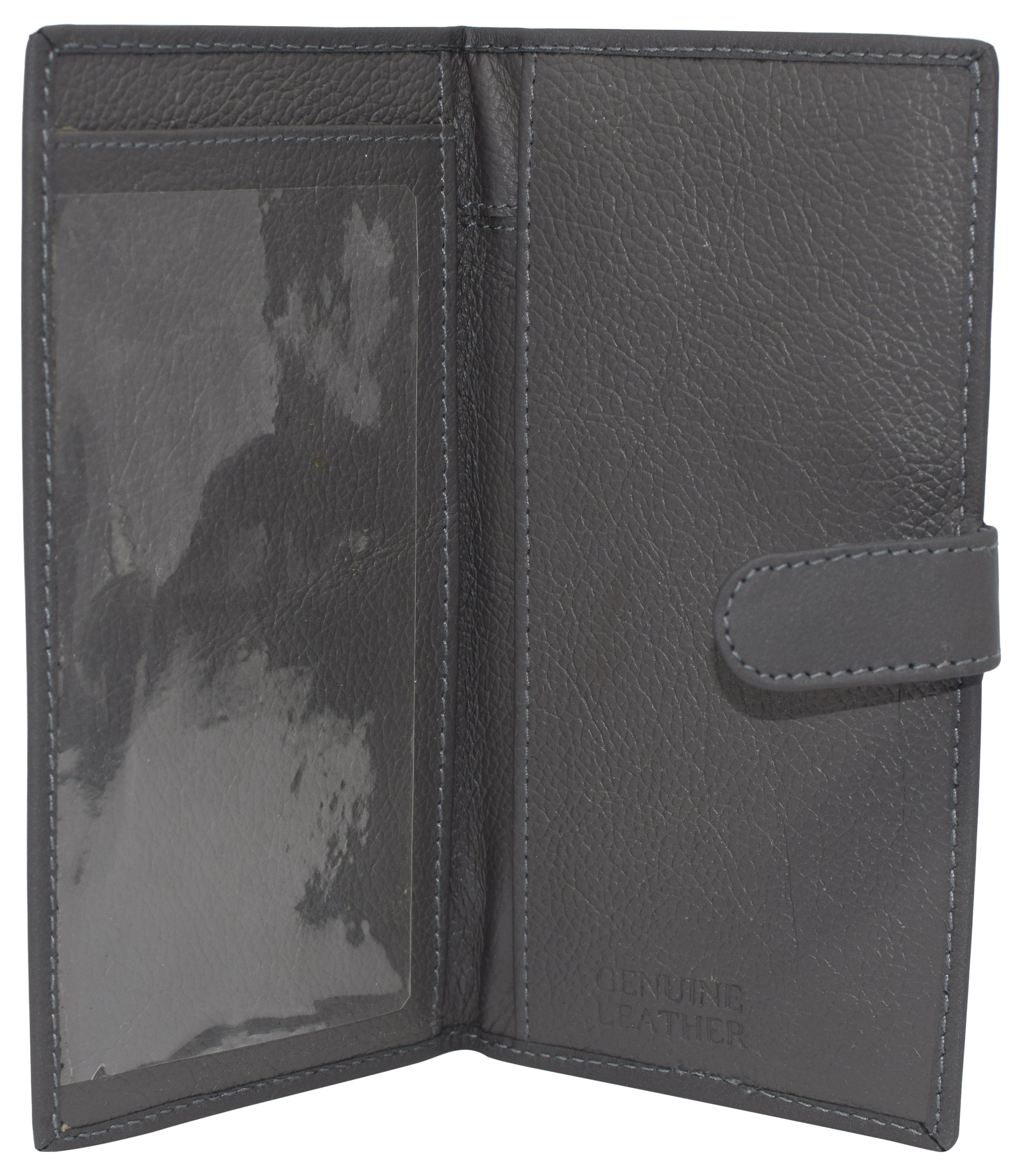 RFID Blocking Genuine Leather Grey Basic Checkbook Holder with Snap ...