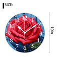 thumbnail image 2 of 10 Inch Wall Clock Battery Operated Silent Clock Decorative for Office, Kitchen, Outdoor, Living RoomRed Rose Flower with Green Leaves Floral Print on White Beautiful, 2 of 4
