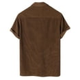 thumbnail image 2 of Bcfgryg Male Casual Corduroy T Shirt Blouse Solid Turn Down Collarss Short Sleeve Shirts Blouse Men's Linen Shirts Summer, 2 of 5