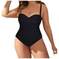 thumbnail image 1 of WEAIXIMIUNG Woman Swimsuit Coverup Women Plus Size Solid Color Bikini Ruched Detail Underwire Removable Padded Cups, 1 of 6
