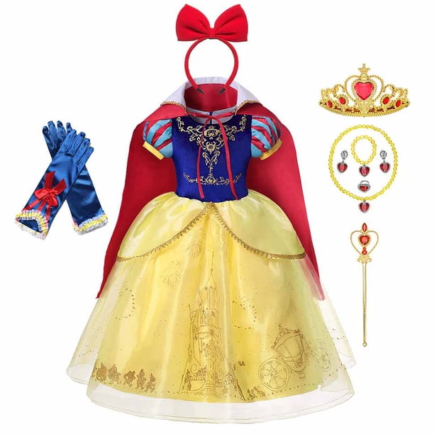 Disfraz de Blancanieves para niños, disfraz de Halloween, ropa de princesa clásica, vestido de fiesta de Blancanieves para niñas Fivean unisex