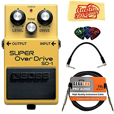 BOSS SD-1 Super Overdrive Guitar Effect Pedal Bundle w/ Gearlux Instrument