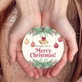 thumbnail image 5 of Soul Décor Christmas Ornaments Tree Decoration, We Wish You A Merry Christmas Ornament, Large 3.75" Round Metal Ornament, Velvet Pouch Included, 5 of 7