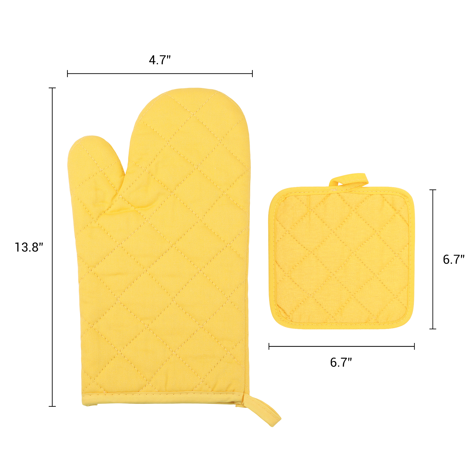 Unique Bargains Pot Holders Heat Resistant Kitchen Gloves Yellow 4.7x13.8inch
