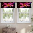 thumbnail image 2 of LALILO Kitchen Curtain Valance Pastel Modern Pink Lily Rod Pocket Window Curtain 52"x 18" Set of 2, 2 of 5