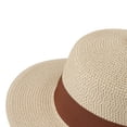 thumbnail image 4 of TFEOQRY Women's British Flat Top Straw Hat Wide Brim UV Sun Protection Breathable Foldable Sun Cap, 4 of 5