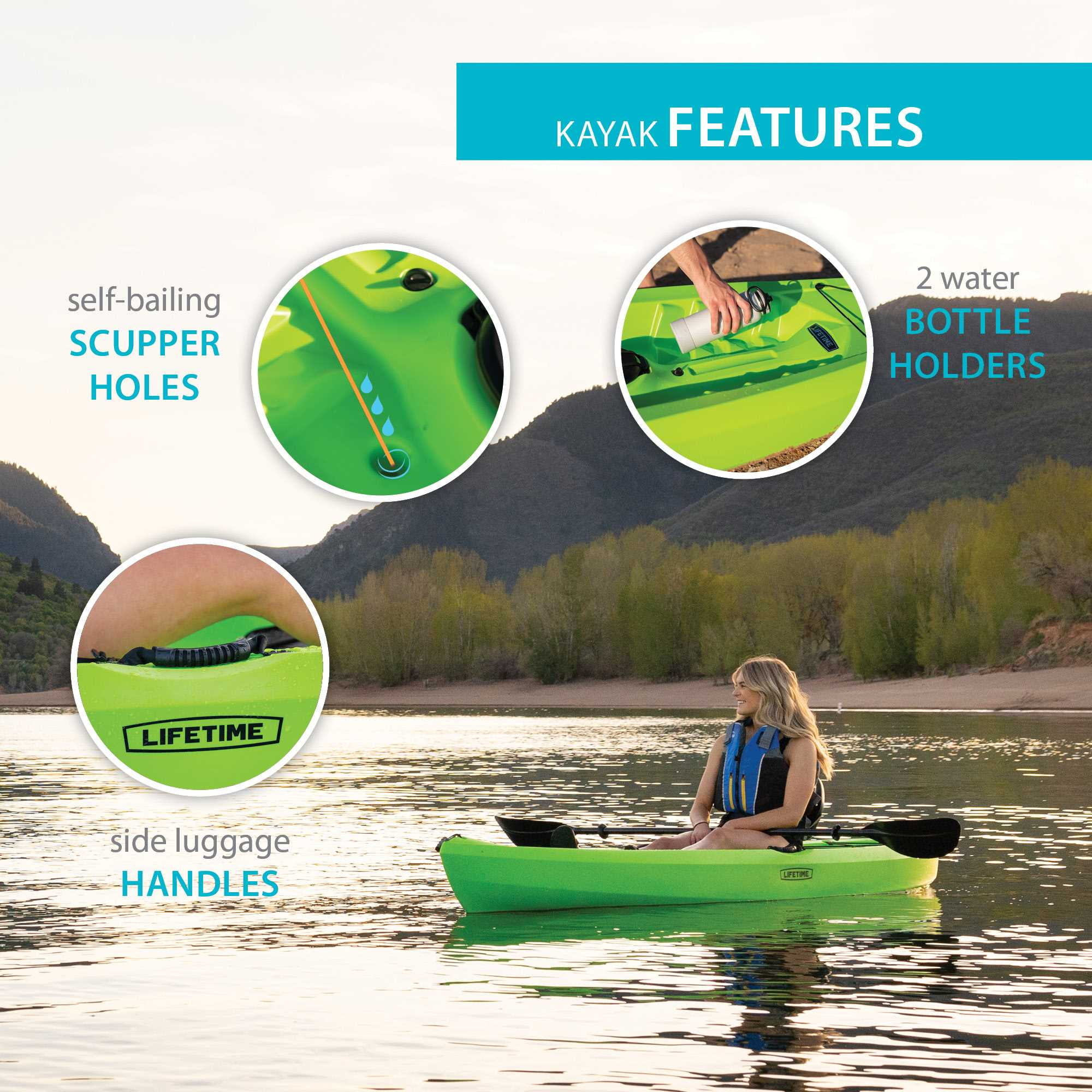 Lifetime Tahoma 10 ft Sit-On-Top Kayak with Paddle, Lime Green (90816)