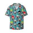 thumbnail image 3 of Balery Christmas Hat Cute French Bulldog Men's Casual Button Down Shirt Short Sleeve Textured Summer Cuban Beach Shirts-4X-Large, 3 of 7