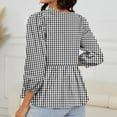 thumbnail image 5 of Kaemgyyd Womens Bow Tie Front Tops Long Sleeve Cute Babydoll Plaid Blouse Loose Crewneck Fashion Shirt Fall, 5 of 6