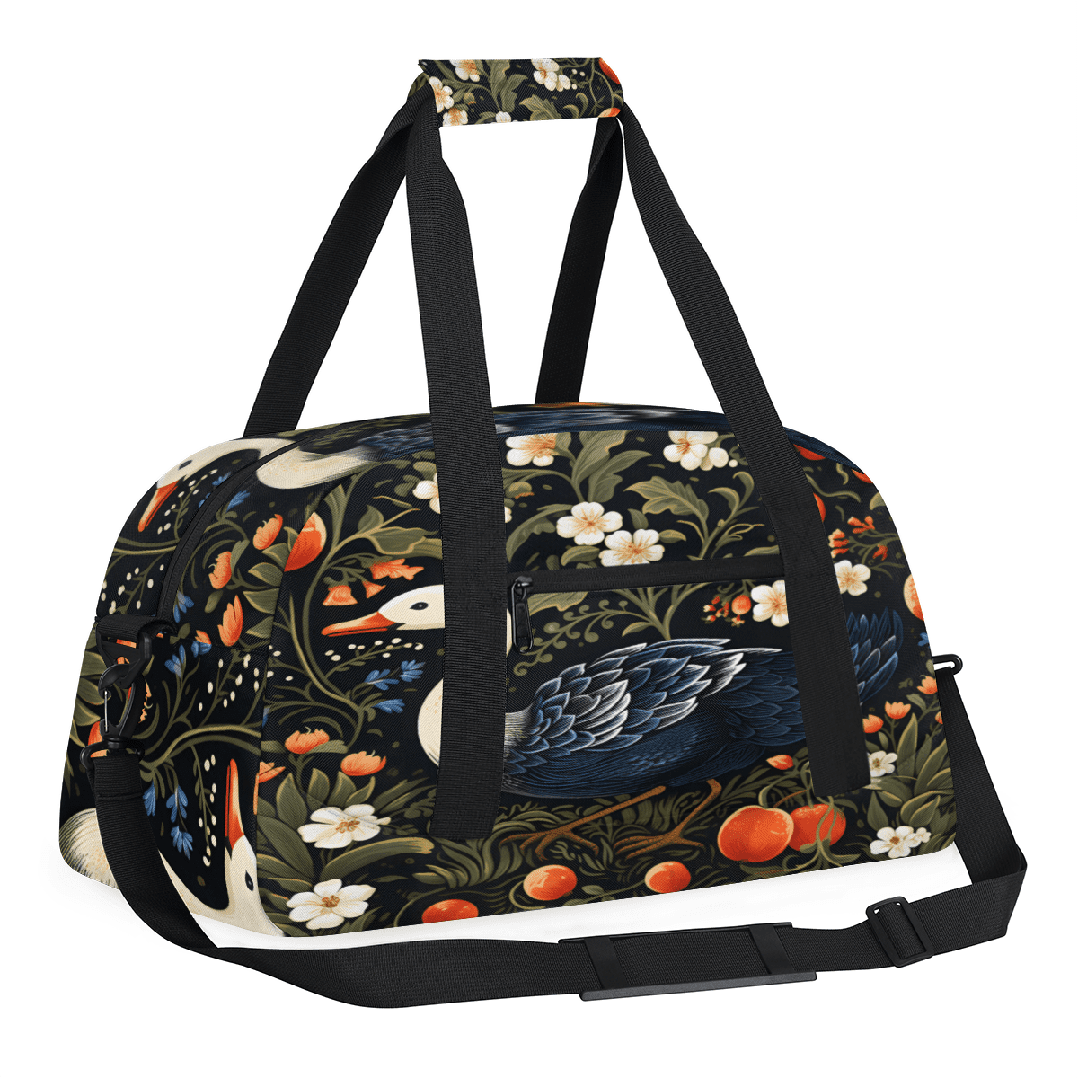 Herdesigns Farmhouse Floral Birds Sports Duffle Bag for Women & Men, Vintage Flower Leaf Plant Gym Bag Dance Bag Overnight Bag Carry On Weekender Travel Bag