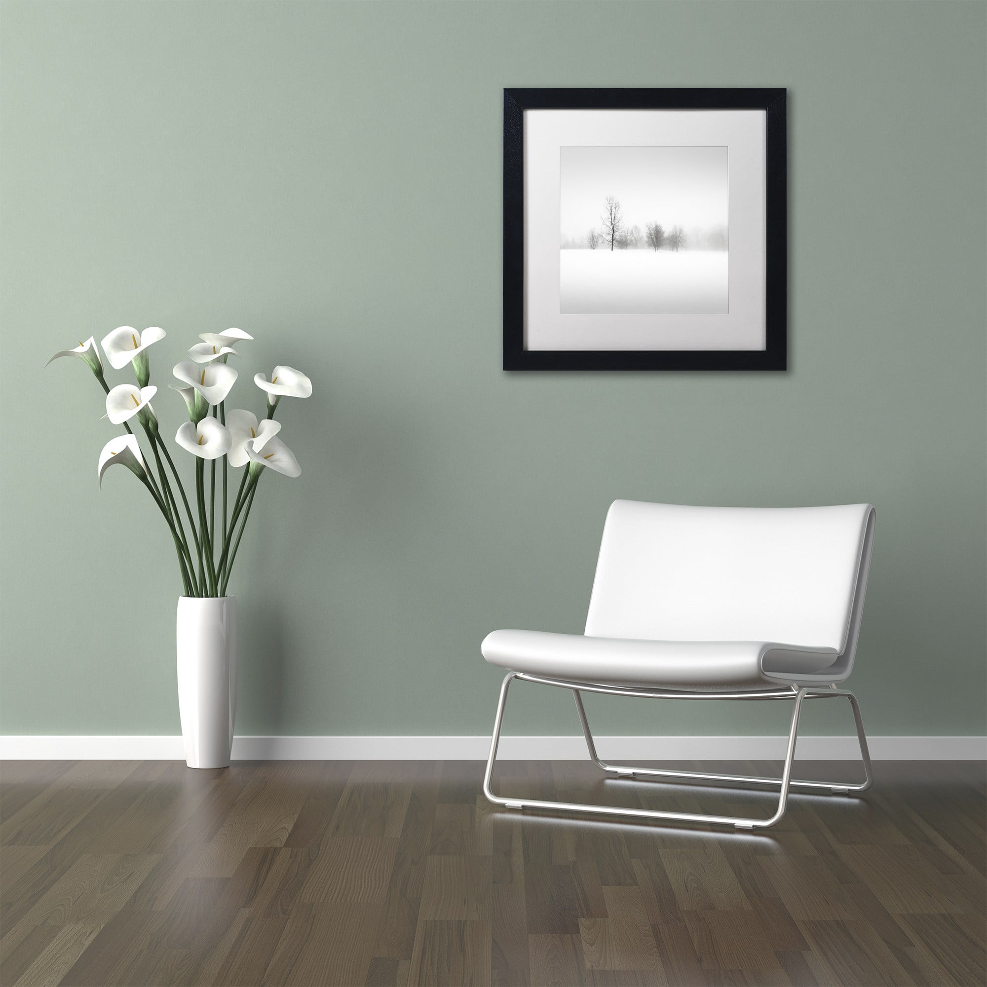 Trademark Fine Art "Winter Fog" Canvas Art by Dave MacVicar, White Matte, Black Frame
