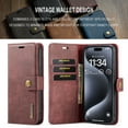 thumbnail image 3 of Dteck Case for iPhone 15 Pro Max Wallet 2 in 1 Magnetic Detachable Folio Flip Leather Case for Men Women,Red, 3 of 6