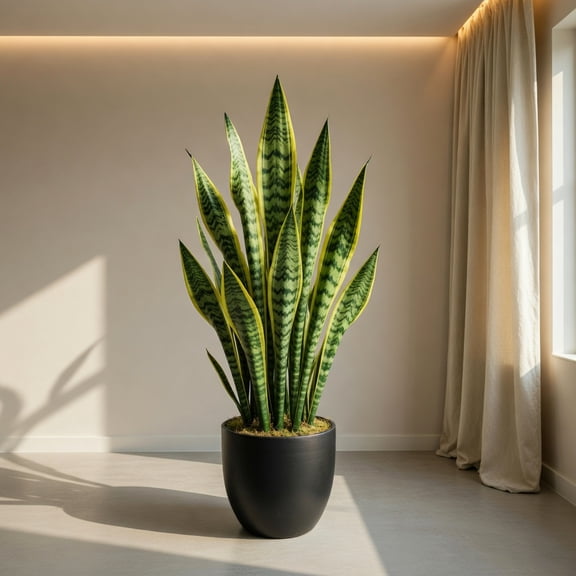 Yardi Yard 35.5 Inch Indoor-Outdoor Decoration Fake Artificial Snake Plant, Artificial Snake Plant, Artificial Plant Tree for Indoor and Outdoor, Green
