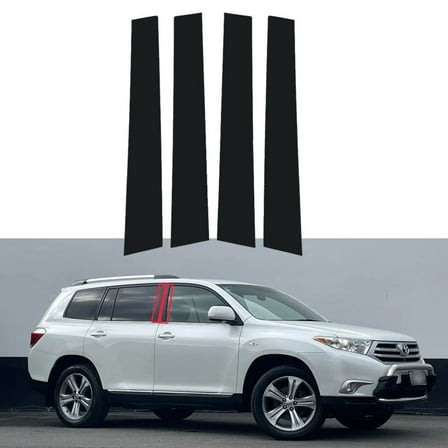 4pcs Glossy Black Pillar Post Window Door Trim Cover for Toyota Highlander 2008-2013