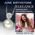 thumbnail image 4 of MomentWish 14k White Gold Plated Pearl Necklace for Women，1 Carat Simulated Diamond Heart Pendant Birthday Valentines Day Jewelry Gifts, 4 of 9