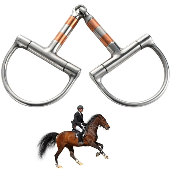 Stainless Steel D-Ring Snaffle Bit, Horse Mouth Bit with Copper Roller, Flexible Central Joint, Ideal for Training and Control, Western Training Bit for Horses