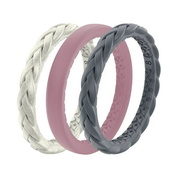 Groove Life Serenity Unisex Round Assorted Stackable Rings Silicone Water Resistant Size 7