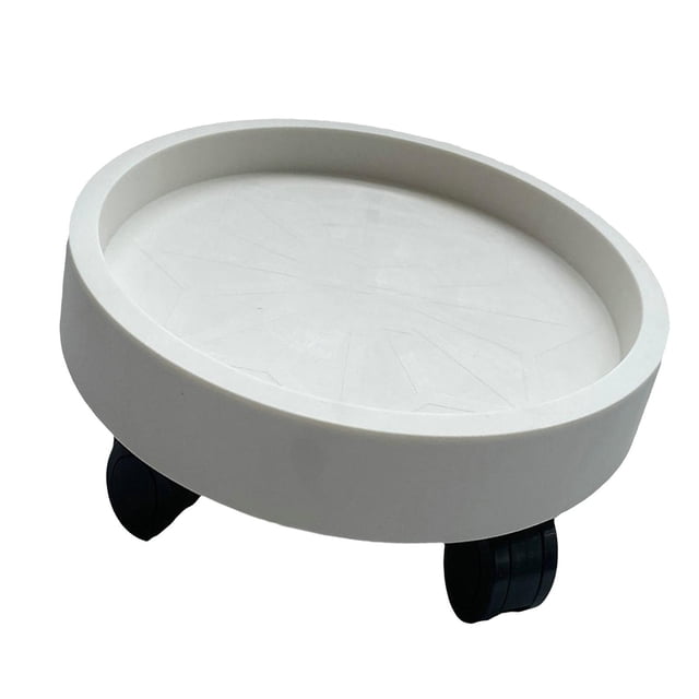 Flower Pot Tray Wheels Round Shape Removable Rotating Wheels Plant Stand for Balcony White 22