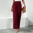 thumbnail image 2 of Cmfcve Women's Plus Size Elegant Side Tie Waist Work Office Trousers High Waisted Wide Leg Pants Business Casual Straight Leg Pants, 2 of 5