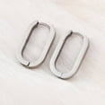 thumbnail image 2 of 1 pair Non-Tarnish 304 Stainless Steel Huggie Hoop Earrings Oval Stainless Steel color 21x12x3mm Pin: 1mm, 2 of 4