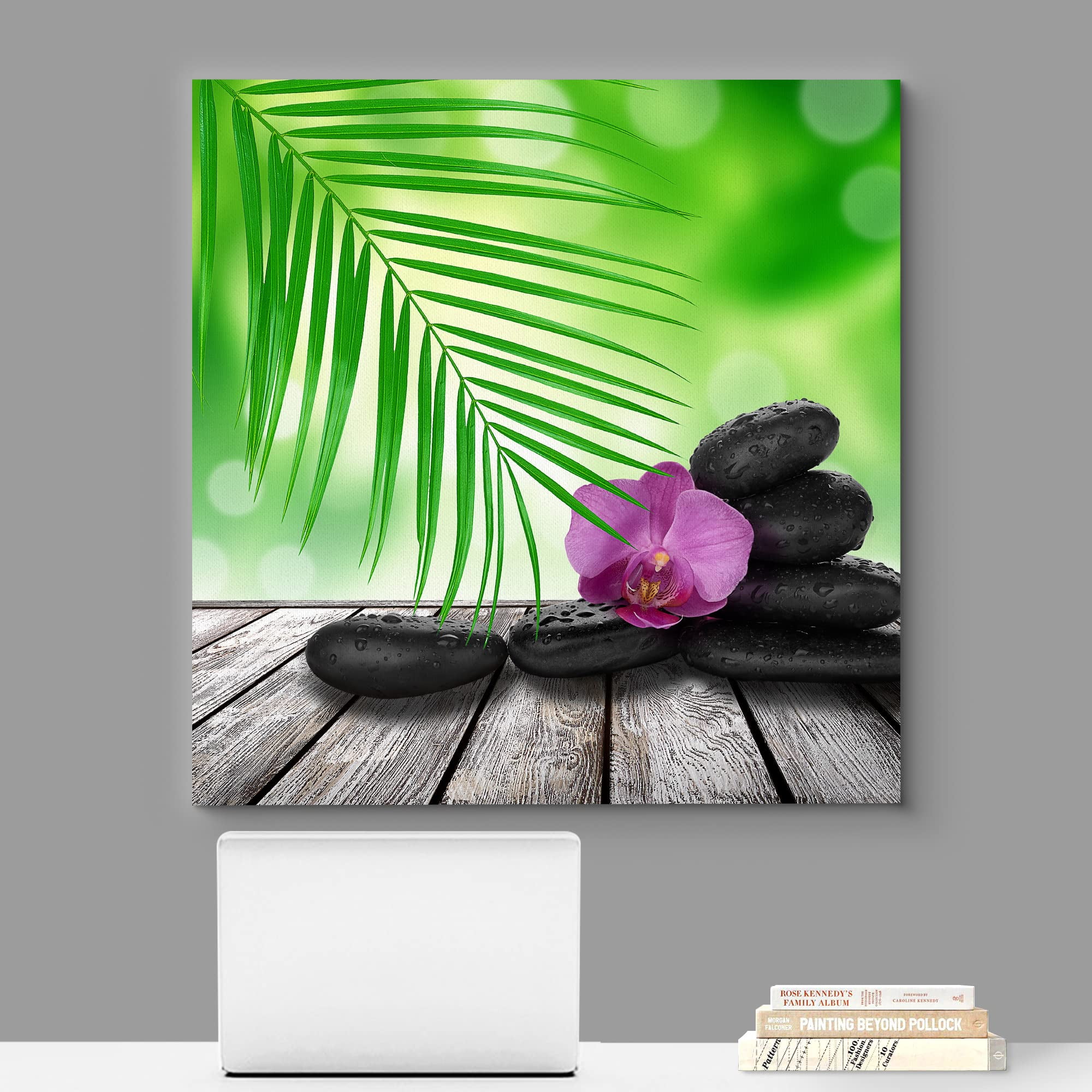 wall26 Canvas Print Wall Art Wet Black Zen Stones with