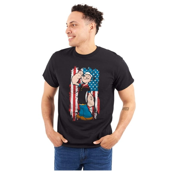 Patriotic Popeye Salute America Men's Graphic T Shirt Tees Brisco Brands L
