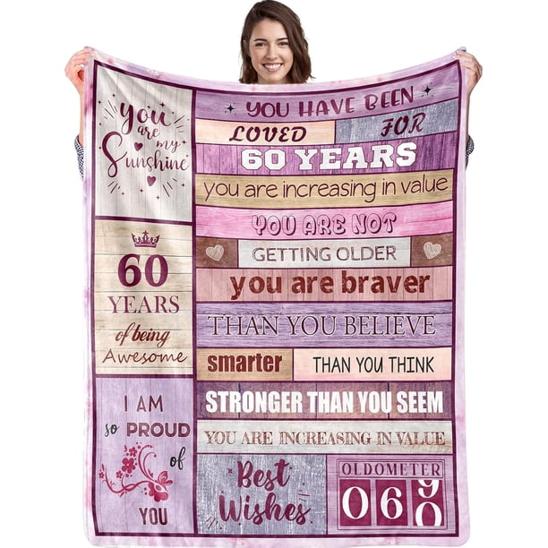 LHSHID 60th Family Birthday Ideas Blanket Gift 60x80in