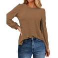 thumbnail image 4 of Fantaslook Eyelet Blouses for Women Dressy Casual Long Sleeve Shirts Crew Neck Fall Trendy Tops, 4 of 9