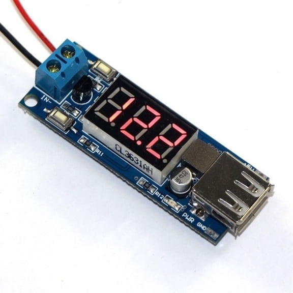 2-in-1 DC Voltmeter & 5V USB Charger Buck Converter Module (4.5V-40V Input)