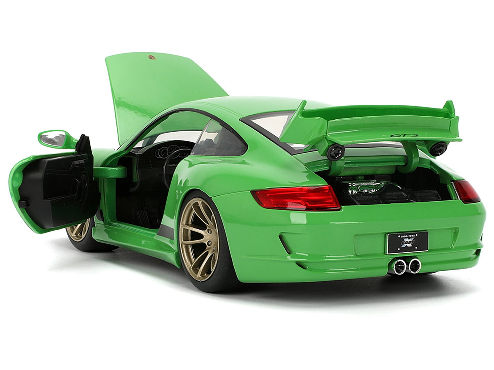 Jada 34919-25TH Porsche 911 GT3 997 Green with Black Accents Fast