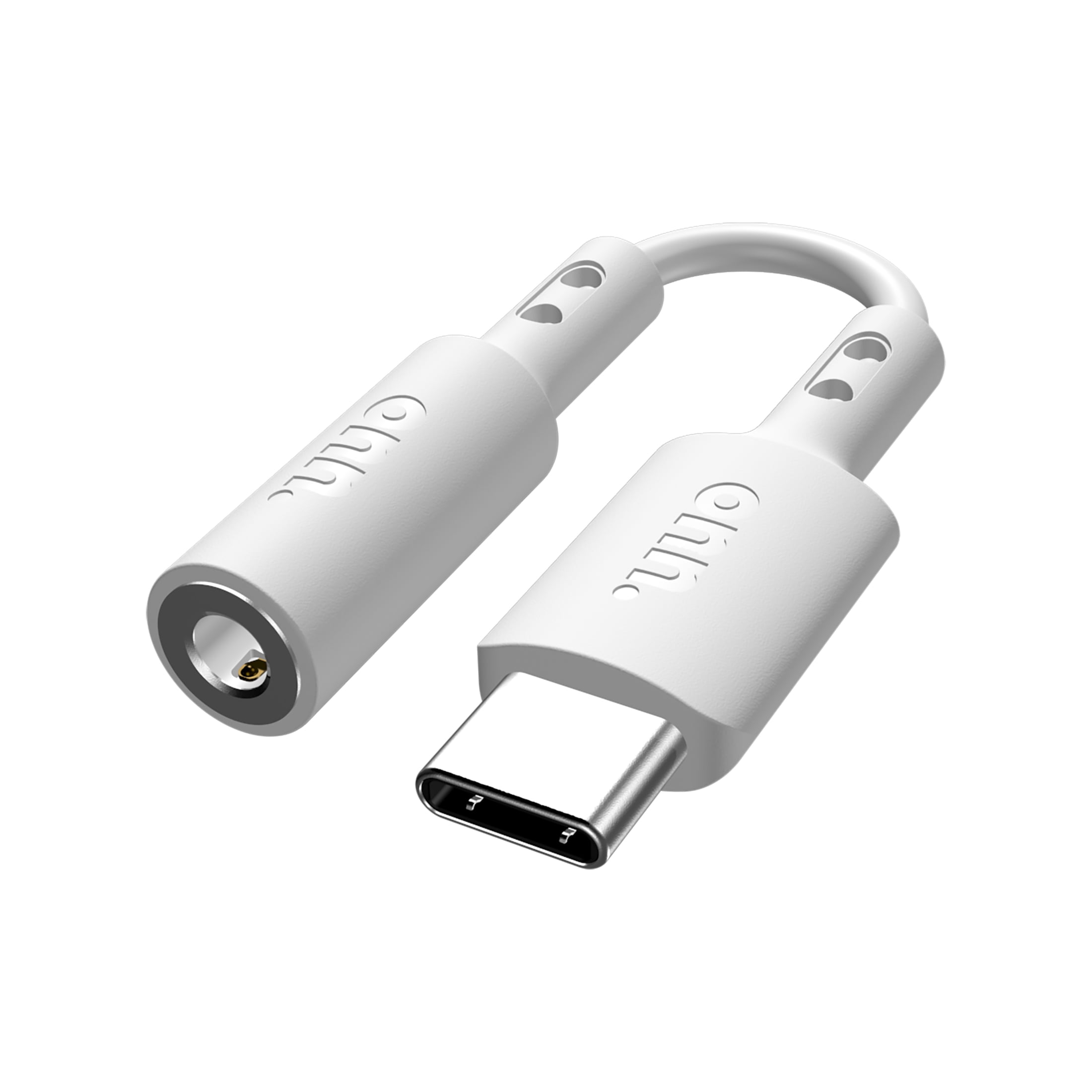 onn USB-C to 3.5mm Audio Jack Adapter, USB-IF Certified, White