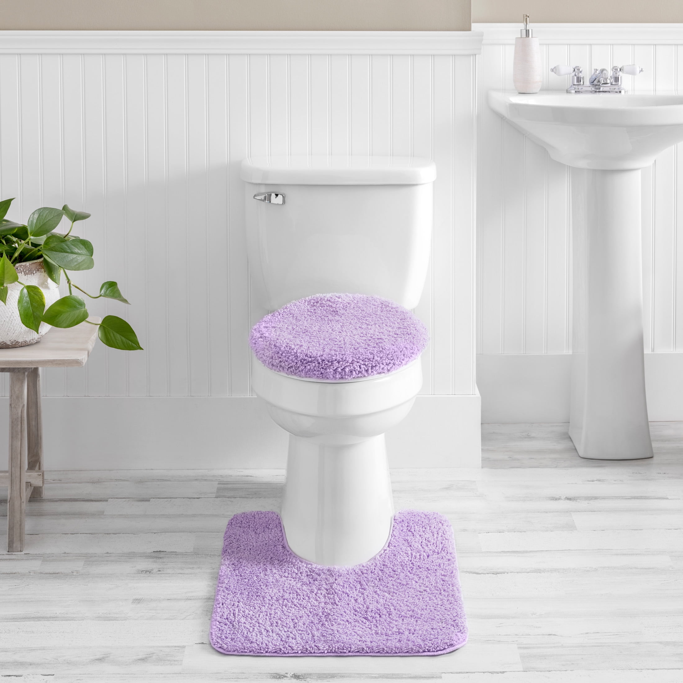 Mainstays Basic Purple Polyester 19 x 22 Toilet Lid Cover