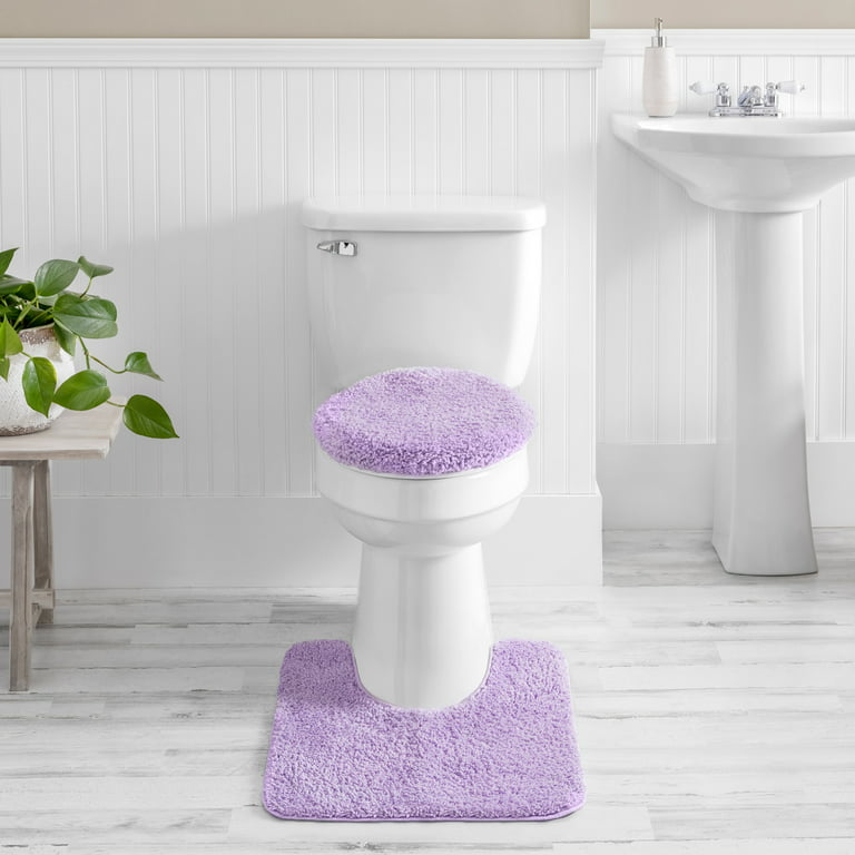 VHD Lilac 2 Pieces Non-Slip Digital Bathroom Rug Set, Lavender Bath Mats, Water Repellent, Machine-Wash Bath Rugs for Bathroom Floor and Under The